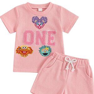 Pink Girl First Birthday Abby Cadabby Outfit Zoe Shirt Shorts Sesame Street Top